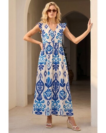 Roman Abstract Frill Detail Midi Dress