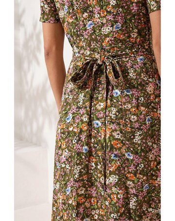 Roman Floral Print Button Midi Dress