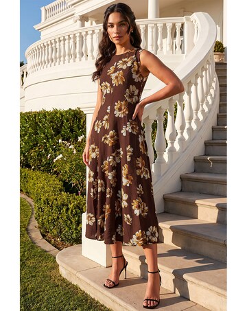 Roman Floral Panel Midi Dress