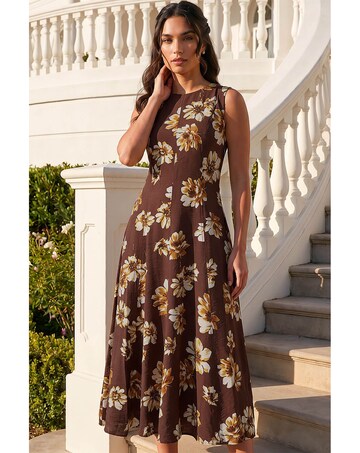 Roman Floral Panel Midi Dress