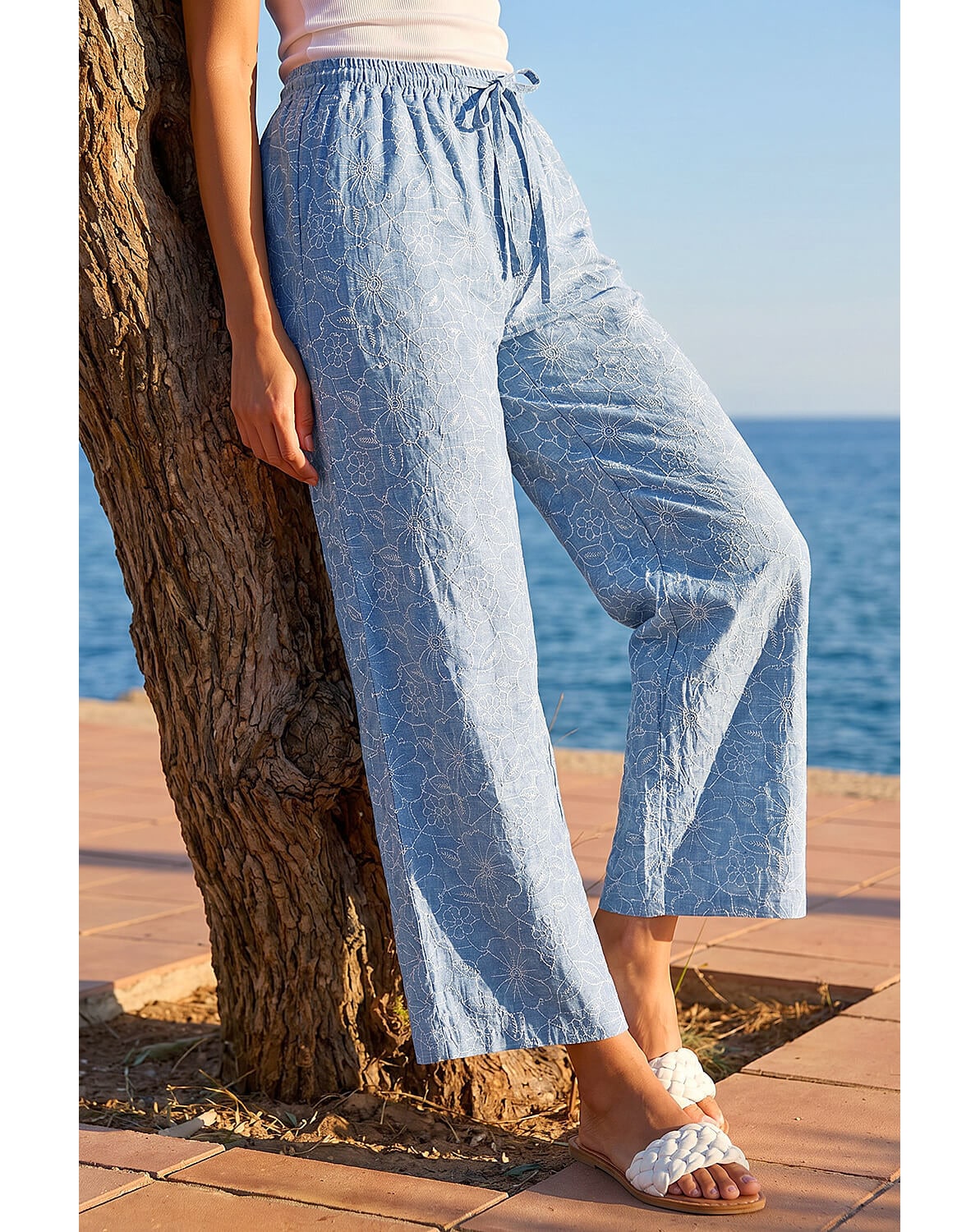 New In - Roman Floral Print Wide Leg Trousers