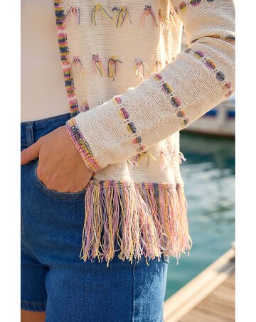 Roman Fringe Light Knit Cardigan