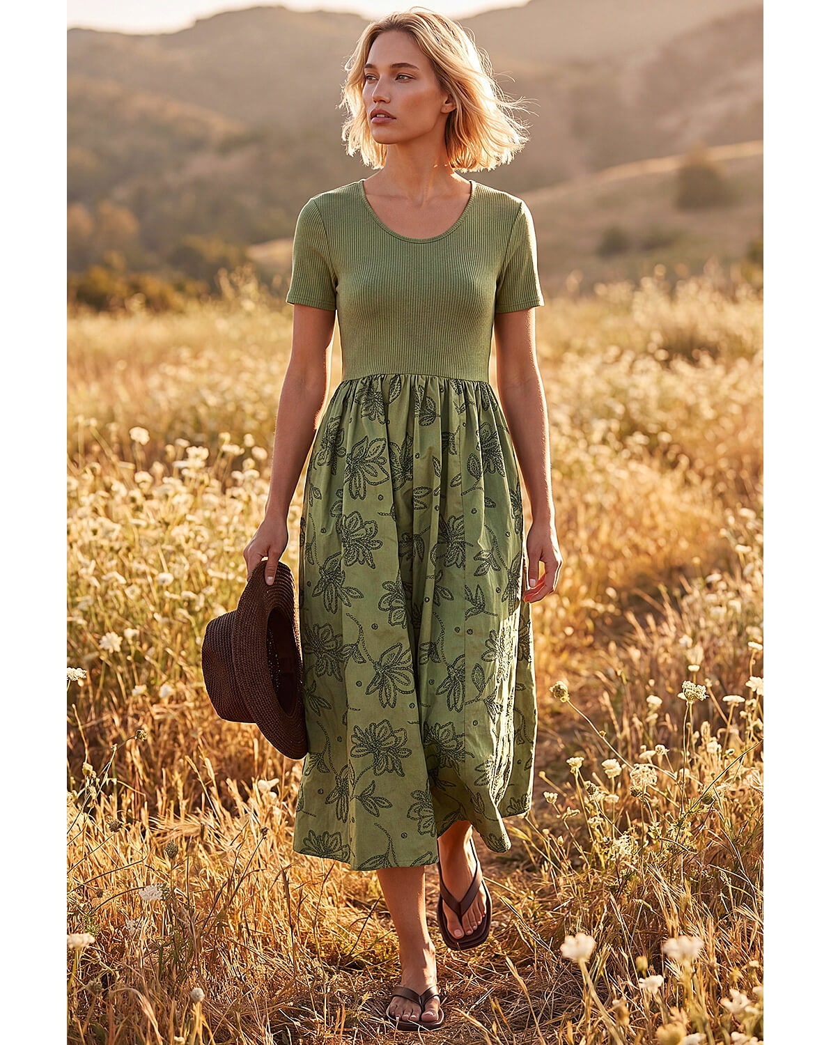 New In - Roman Floral Print Pocket Midi Dress