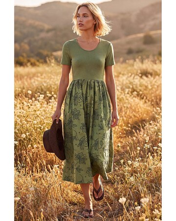 Roman Floral Print Pocket Midi Dress