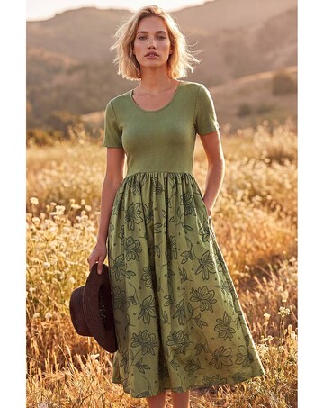 Roman Floral Print Pocket Midi Dress