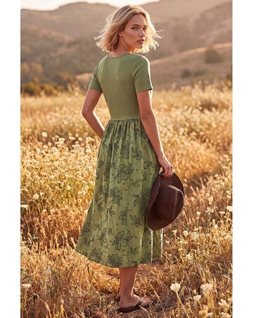 Roman Floral Print Pocket Midi Dress