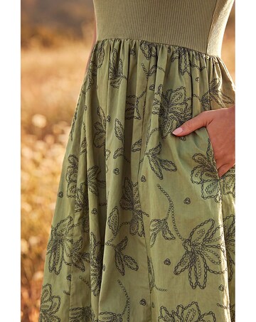 Roman Floral Print Pocket Midi Dress