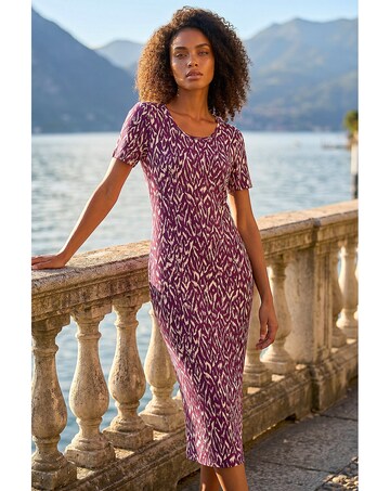 Roman Dusk Abstract Stretch Midi Dress