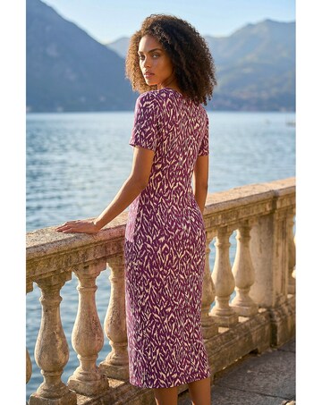 Roman Dusk Abstract Stretch Midi Dress