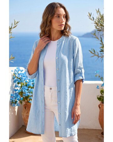 Roman Petite Chambray Buttoned Overshirt