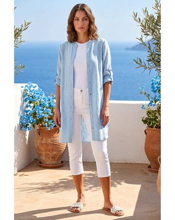 Roman Petite Chambray Buttoned Overshirt