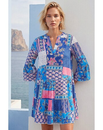 Roman Patchwork Print Swing Dress