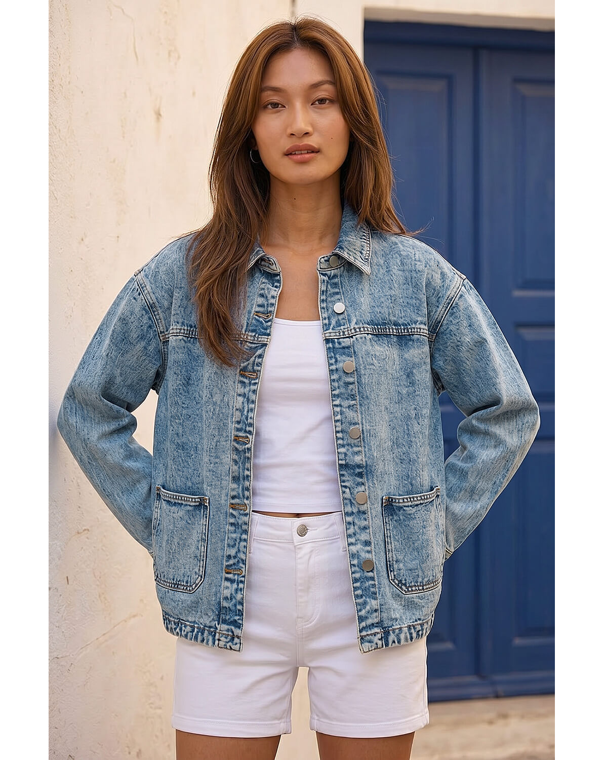 New In - Roman Denim Button Front Pocket Jacket