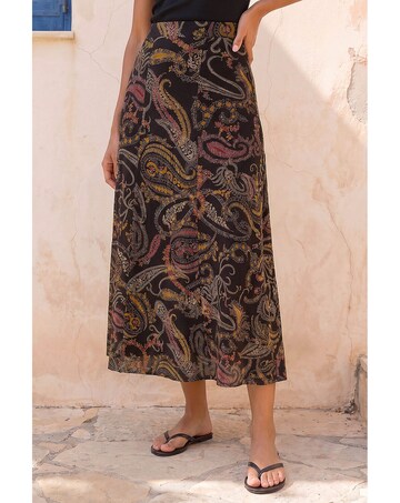 Roman Modern Paisley Midi Stretch Skirt