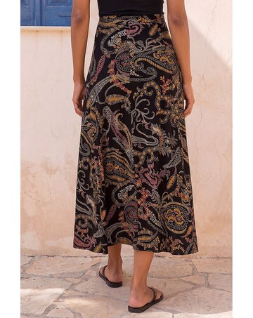 Roman Modern Paisley Midi Stretch Skirt