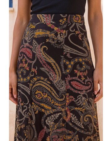 Roman Modern Paisley Midi Stretch Skirt