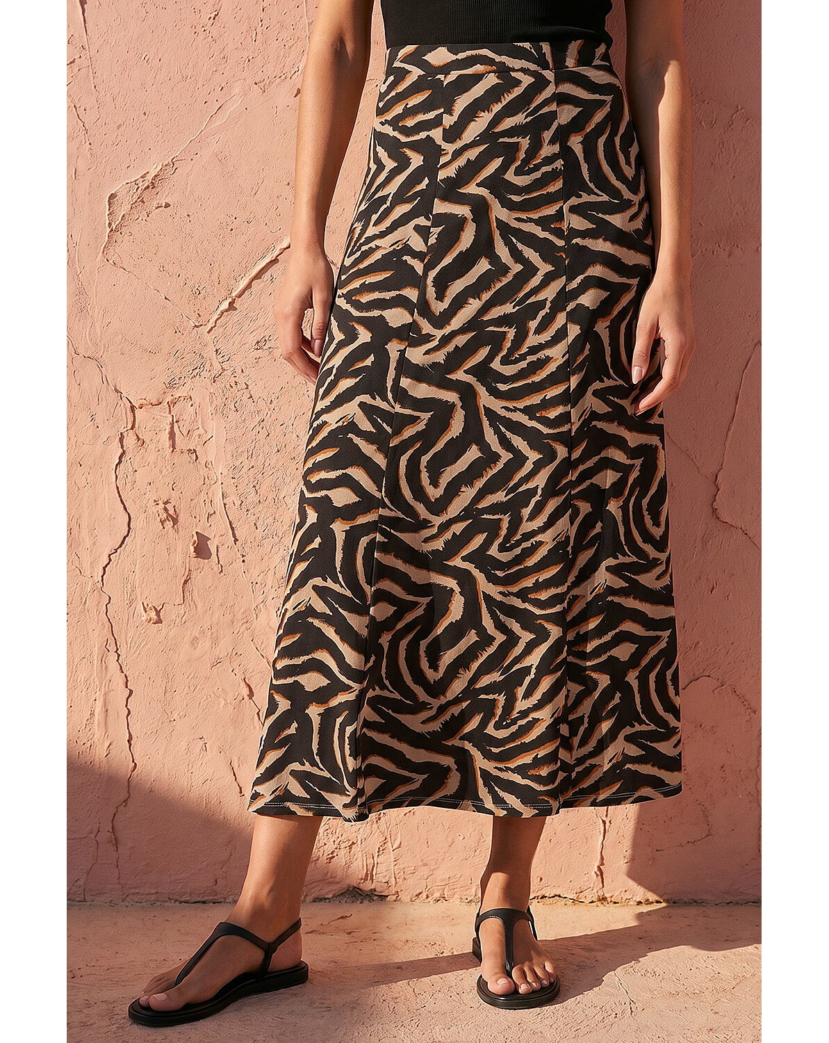 New In - Roman Abstract Animal Print A-Line Skirt
