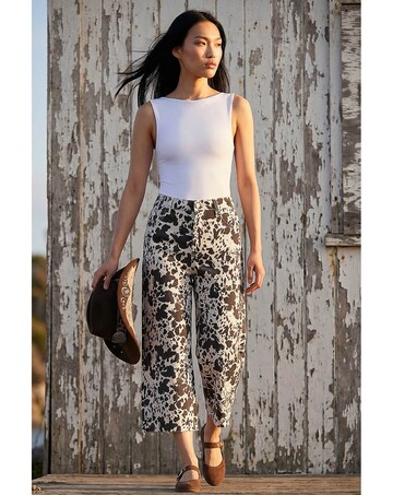 Roman Dusk Cow Print Wide Leg Jean