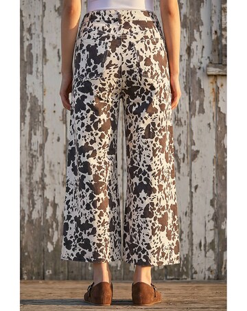 Roman Dusk Cow Print Wide Leg Jean
