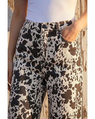 Roman Dusk Cow Print Wide Leg Jean
