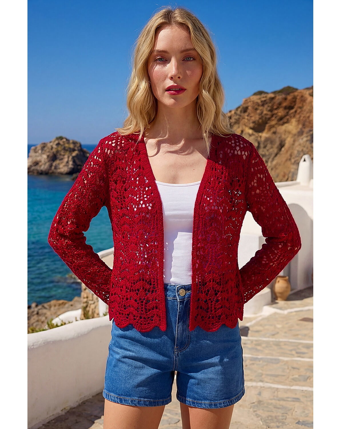 New In - Roman Crochet Edge To Cardigan