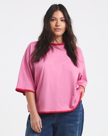 Pink and Red Whipstitch Tee