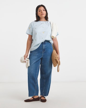 Blue Ditsy Floral Embroidered Tee