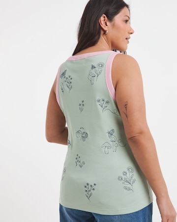 Green English Garden Embroidered Tank Top