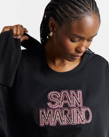 Black San Marino Embroidered Graphic T-Shirt