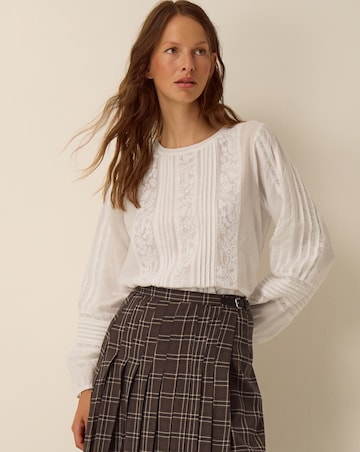 Monsoon Vita Embroidered Pintuck Top