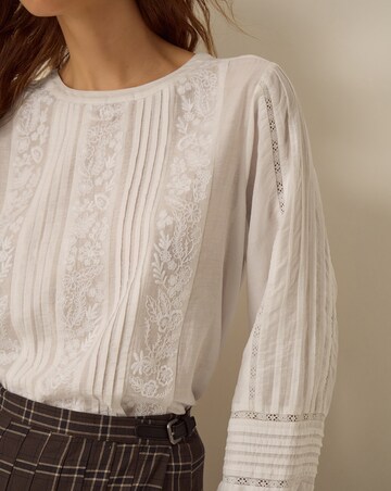 Monsoon Vita Embroidered Pintuck Top