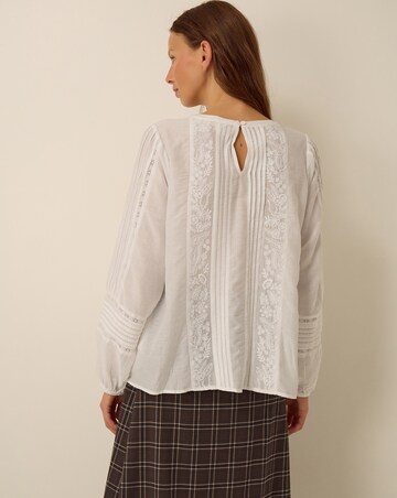 Monsoon Vita Embroidered Pintuck Top