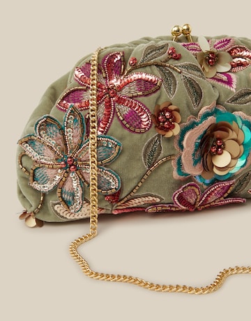 Monsoon Eleni Floral Velvet Clutch Bag
