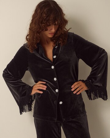 Monsoon Tami Fringe Cuff Velvet Shirt