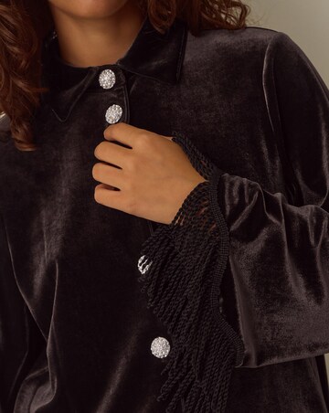 Monsoon Tami Fringe Cuff Velvet Shirt