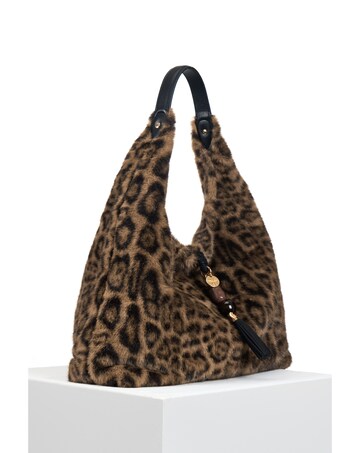 Luella Grey Pandora Leopard Faux Fur Slouch Hobo