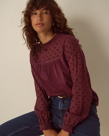 Monsoon Diana Devore Polka Dot Top