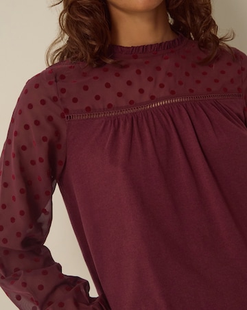 Monsoon Diana Devore Polka Dot Top