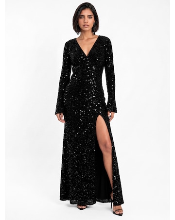 Maya Deluxe Sequined Velvet Maxi Dress