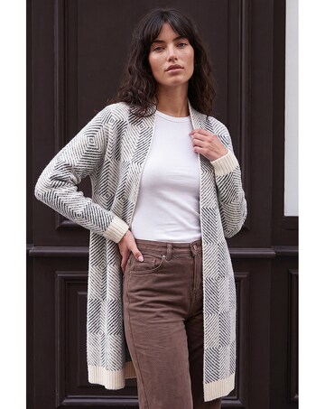 Roman Soft Check Longline Cardigan