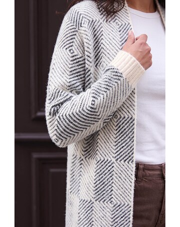 Roman Soft Check Longline Cardigan