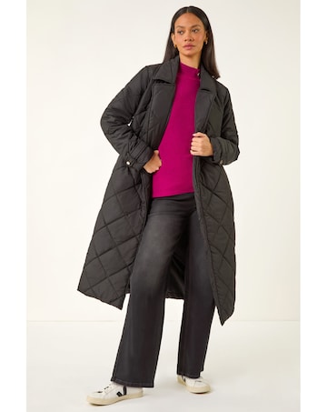 Roman Dusk Chevron Quilted Puffer Coat