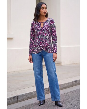 Roman Abstract Puff Print Twist Hem Top
