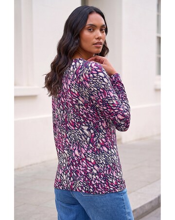 Roman Abstract Puff Print Twist Hem Top