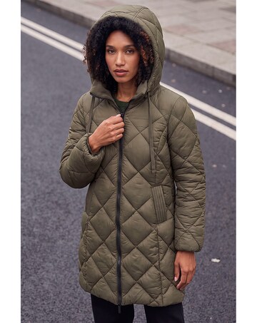 Roman Hooded Diamond Quilt Padded Coat