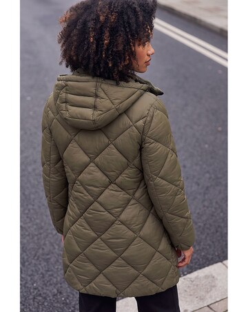 Roman Hooded Diamond Quilt Padded Coat