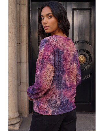 Roman Textured Burnout Print Top