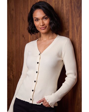 Roman Dusk Bow Detail Rib Knit Cardigan