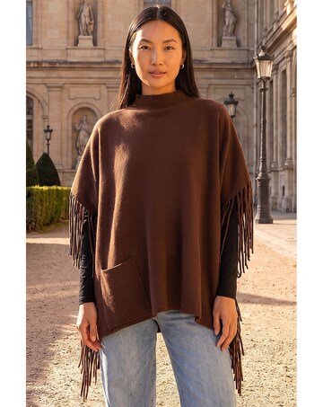 Roman Fringe Hem Knit Poncho