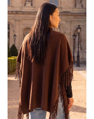 Roman Fringe Hem Knit Poncho